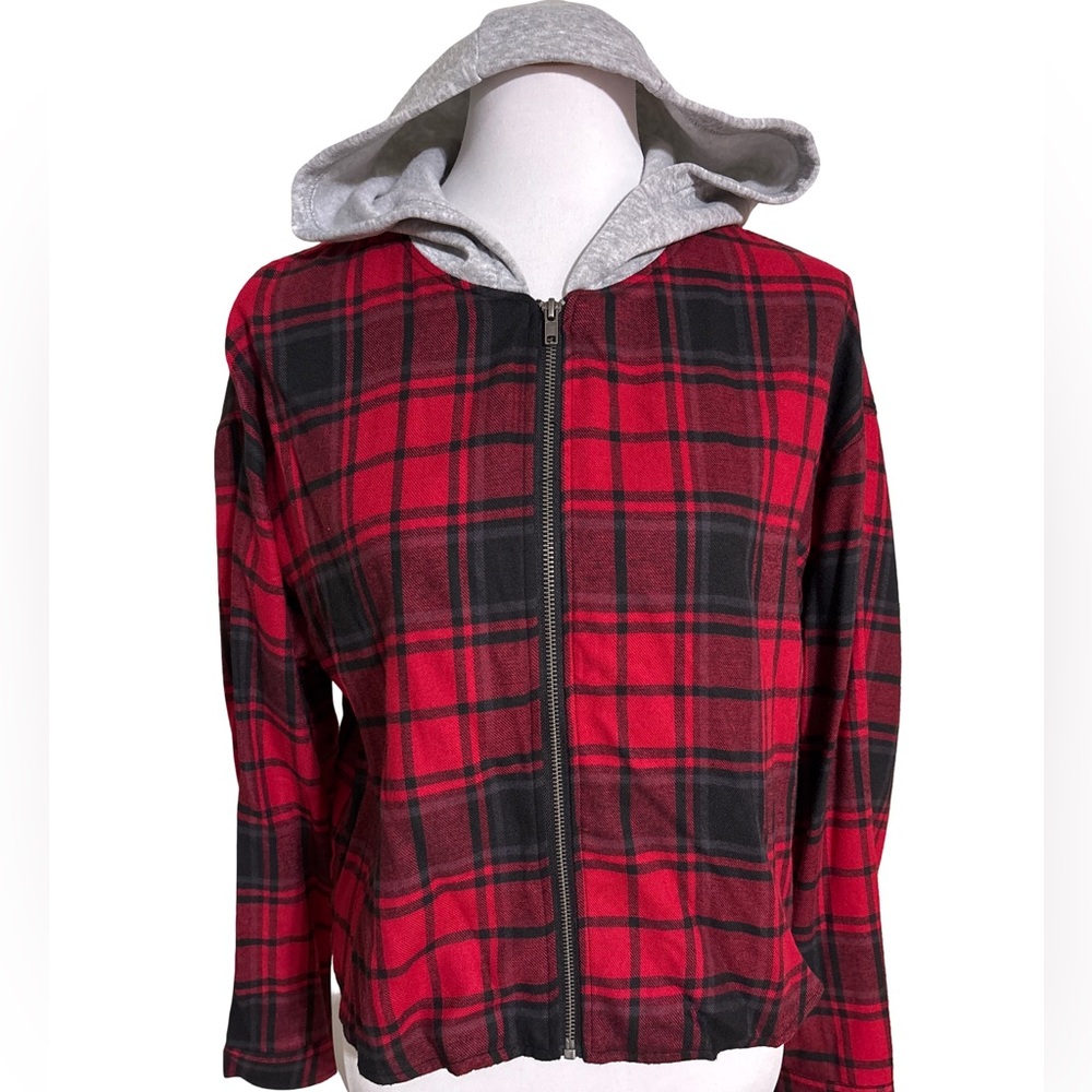 Hippie Rose Red Plaid Jacket Hood